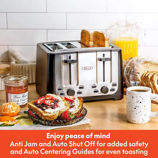 4 Slice Toaster with Auto Shut Off, Extra Wide Slots amp Removable Crumb Tray and Cancel, Defrost amp Reheat Function, Toast Bre