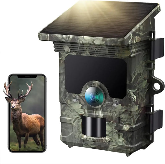 4K Solar Trail Camera with 850nm Night Vision, 120° Wide-Angle, 0.1s Trigger, IP66 Waterproof for Wildlife Monitoring