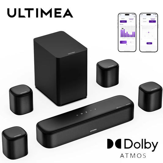ULTIMEA 350W 7.1 Soundbar for TV with Dolby Atmos,Home Theater Technology Bluetooth Speakers with Subwoofer&4 Surround Speakers