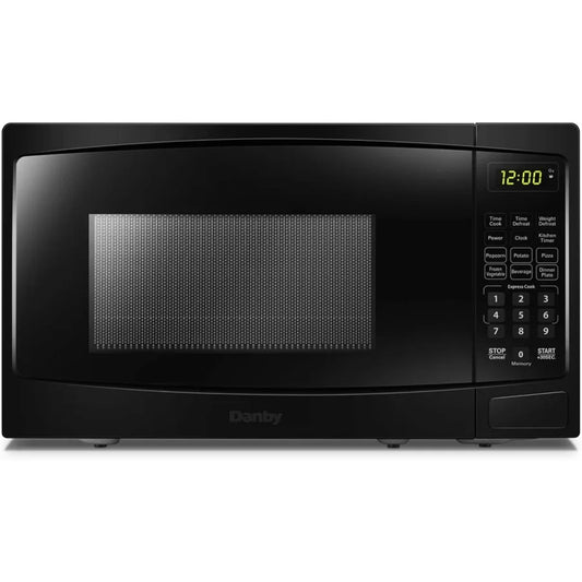 1.1 Cu.Ft. Countertop Microwave in Black with 1000 Watts Family Size Microwave with Push Button Door