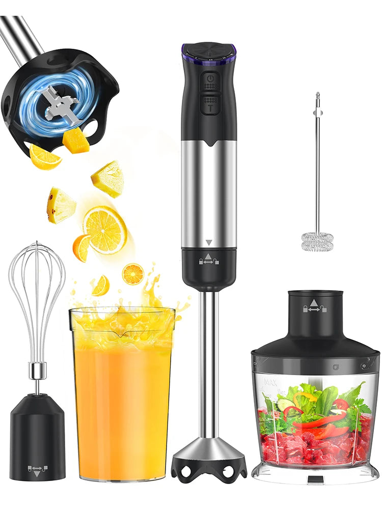 1000W Electric Immersion Handheld Blender, 5 in 1 Kitchen Hand Blender for soups, smoothies, purees and baby food.