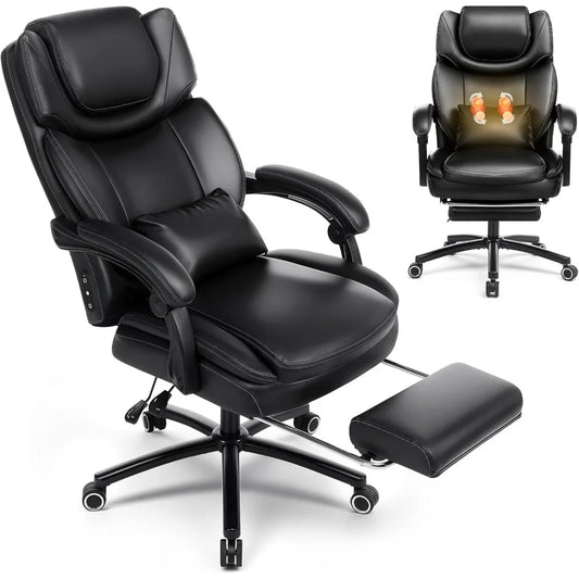 Kneading Massage Office Chair with Foot Rest,Big&Tall Ergonomic Reclining Gaming Chair, 3D Linkage Armrests, Lumbar Pillow, Clas