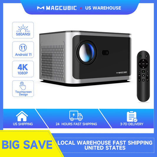 Magcubic HY350 Projector Android 11 4K 1080P 580ANSI Wifi6 Voice Control Allwinner H713 Electronic Focus BT5.0 Home Projetor