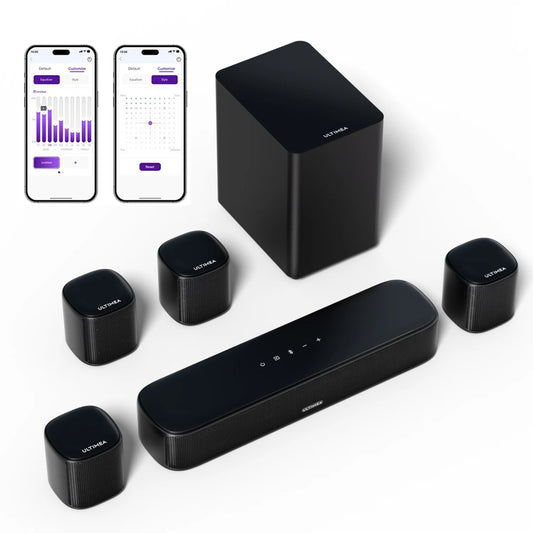 ULTIMEA 7.1 Channel Virtual Surround Soundbar,Home Theater TV Speakers ,Peak Power 330 Watts,Smart App Control, Aura A40, Black