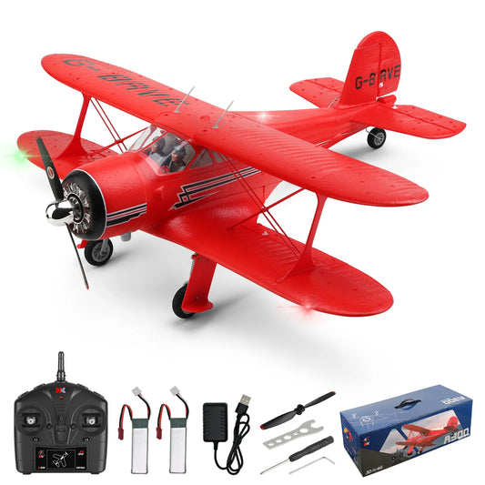 WLtoys A300 4-CH RC Plane, Beechcraft D-17 RC Airplanes with Lights, 6G/3D Brushless RC Planes for adults, Outdoors and Gifts