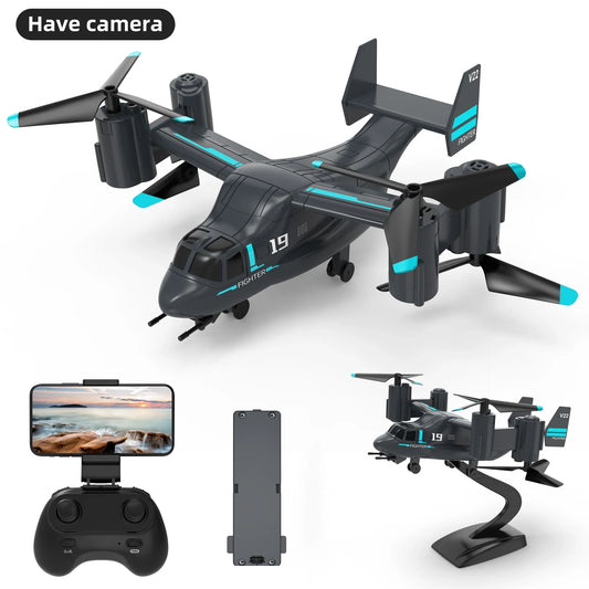 Remote Control Helicopter Drone 480P Camera Fighter UAV Land Air Mode Aircraft Brushless RC Drones for Children Kids Plane Toys