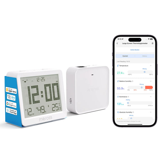 Meross Matter US Temperature Humidity Sensor Hygrometer Thermometer Backlight Support Alexa Google Assistant ﻿
