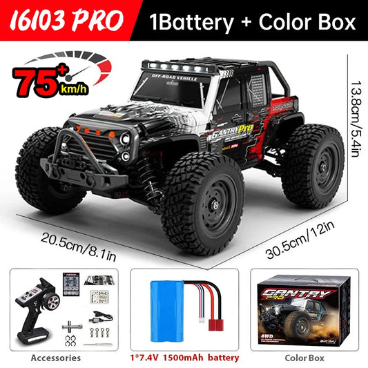 1:16 4WD RC High-speed Car Brushless 70km/h Competition Off-road Climbing Car 2.4G Remote Control Toy Car VS WLtoys 144001 Toys