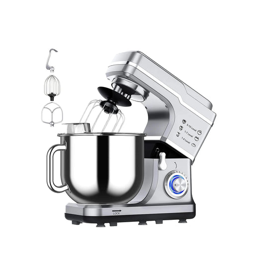 Electric Food Mixer 7.5QT, 600W 10-Speed Tilt-Head Stand Mixer with Stainless Steel Bowl, 3-IN-1 Kitchen Countertop Mixer